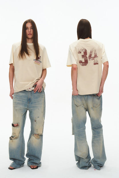 Letter Print Raglan Tee
