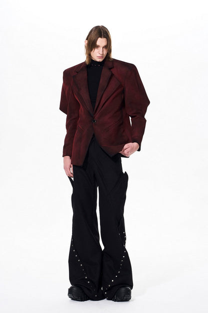 Distressed Suede Layered Blazer