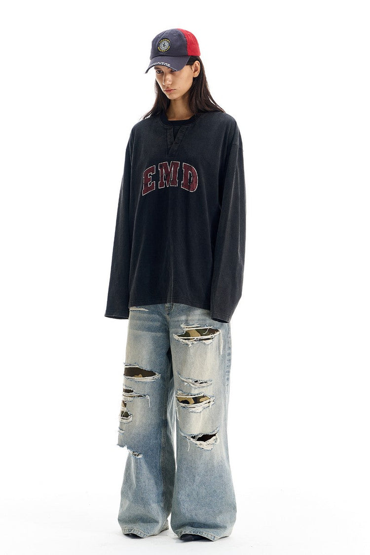 Washed Double Collar Graphic Tee — Blind/No Plan — view 5