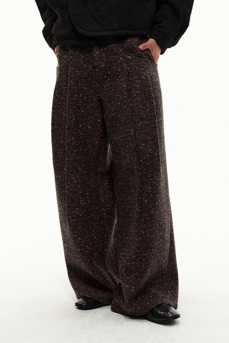 Double Pleated Tweed Trousers