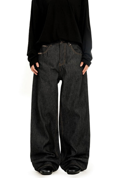 Raw Black Straight Jeans