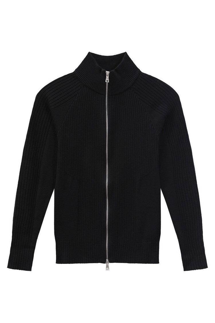Fitted Ribbed Knit Zip Cardigan — Turntide — view 6