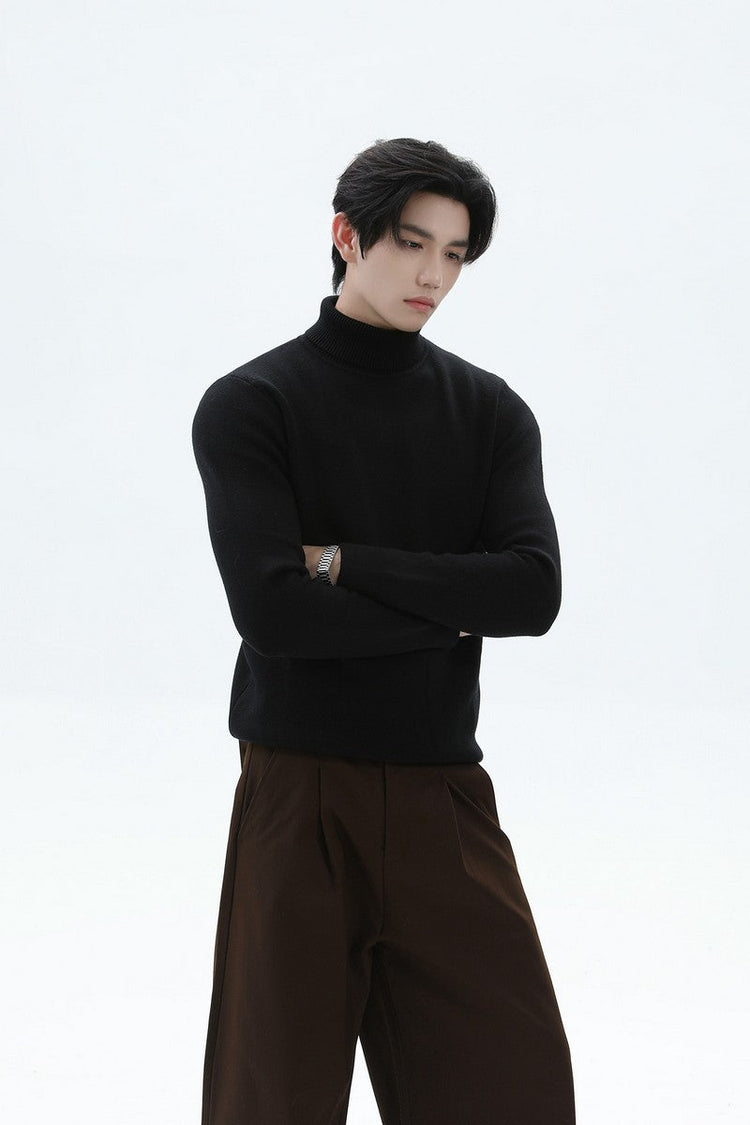 Tencel Cashmere Fitted Turtleneck Sweater — Turntide — view 4