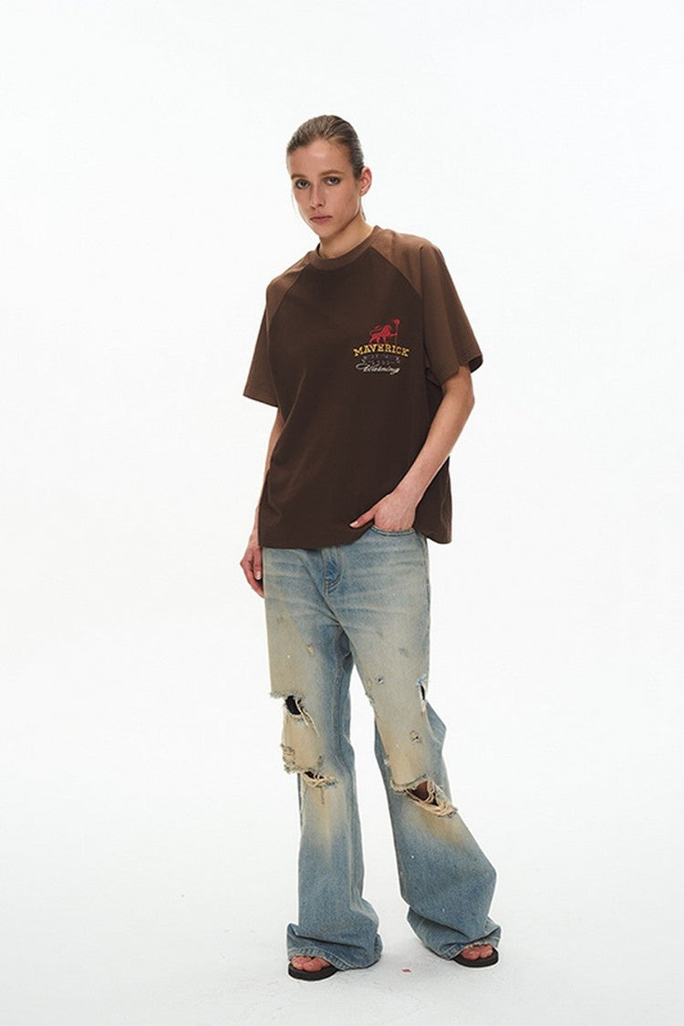 Letter Print Raglan Tee — Blind/No Plan — view 3
