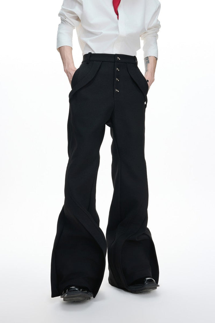 Deconstructed Flare High Waist Pants