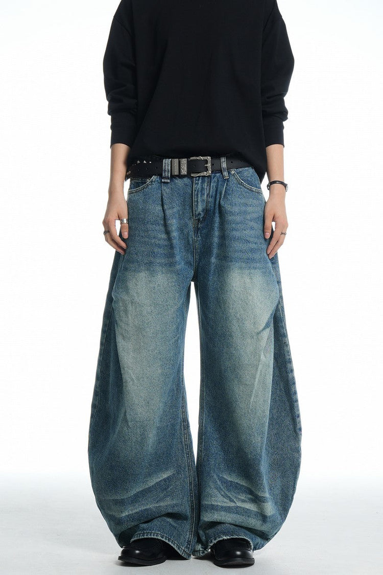 Wrinkled Blue Baggy Jeans — Trenqor Basics