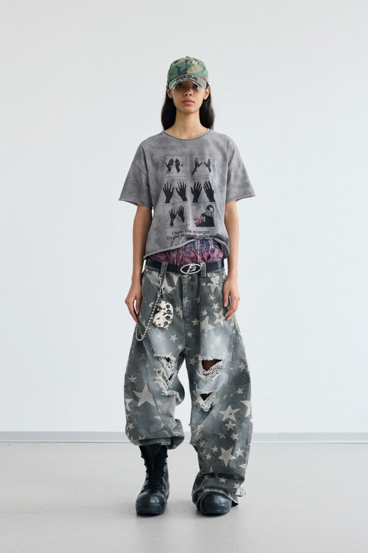 Star Distressed Wide Jeans — PeopleStyle — view 4