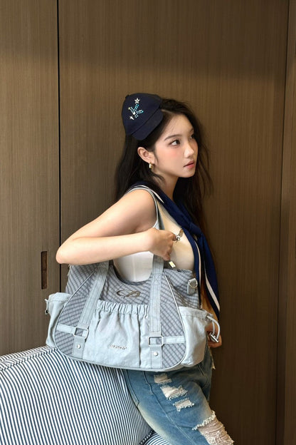 Ruched Nylon Tote Bag