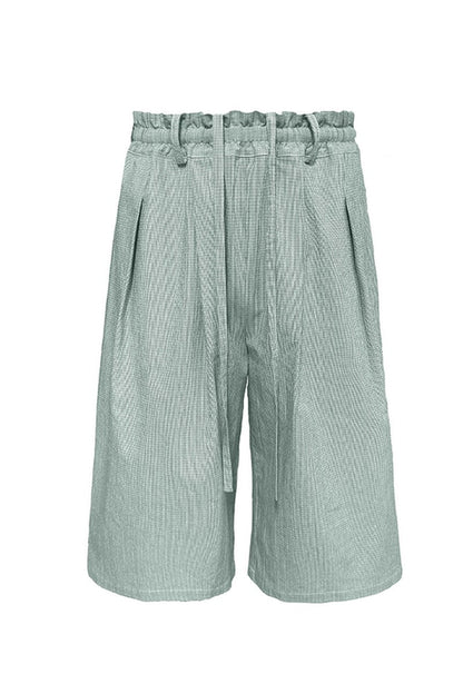 Plaid Pleated Capri Shorts