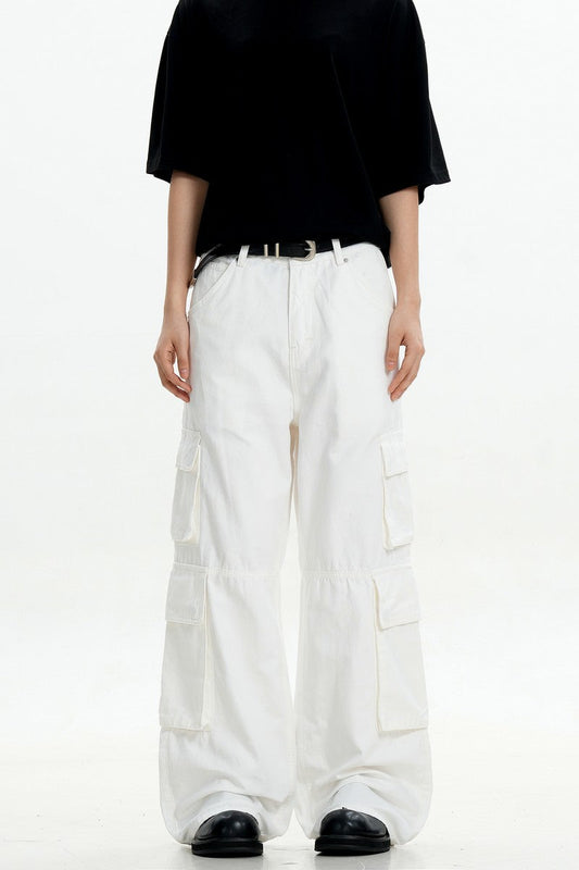 White Pocket Cargo Pants