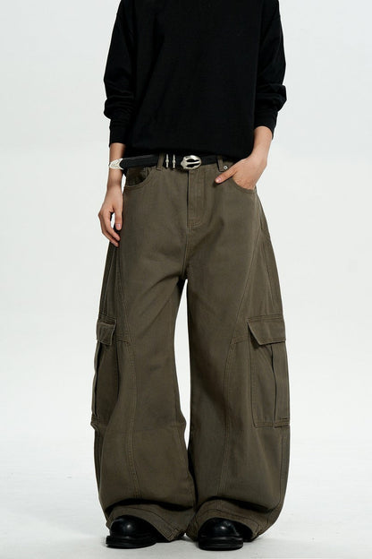 Brown Deconstructed Cargo Pants