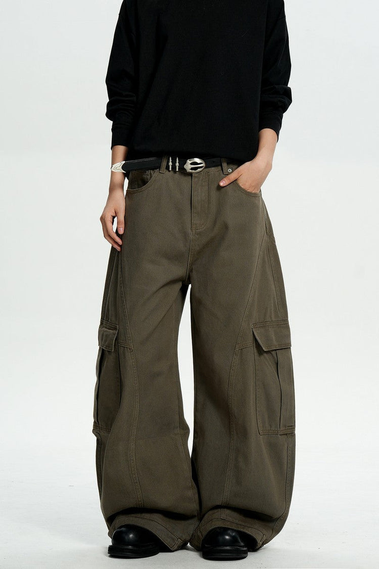 Brown Deconstructed Cargo Pants — Trenqor Basics — view 5
