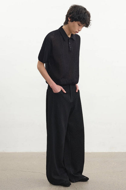 Open Knit Polo Tee