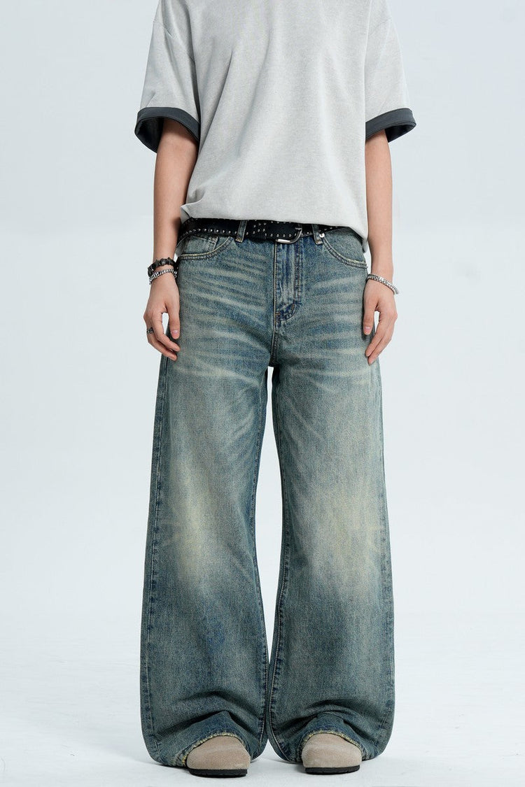 Whiskered Washed Loose Jeans — Trenqor Basics