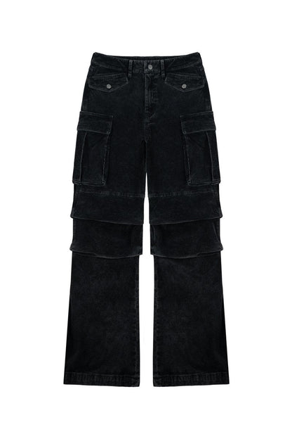Washed Corduroy Cargo Pants
