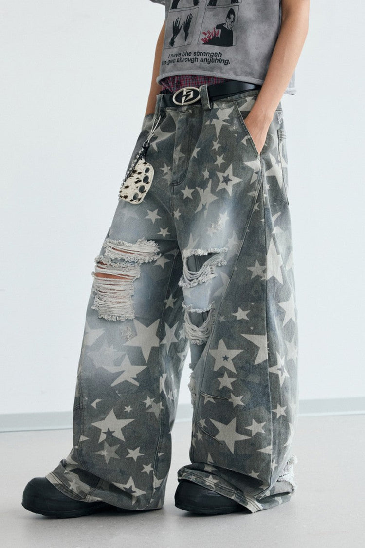 Star Distressed Wide Jeans — PeopleStyle — view 5