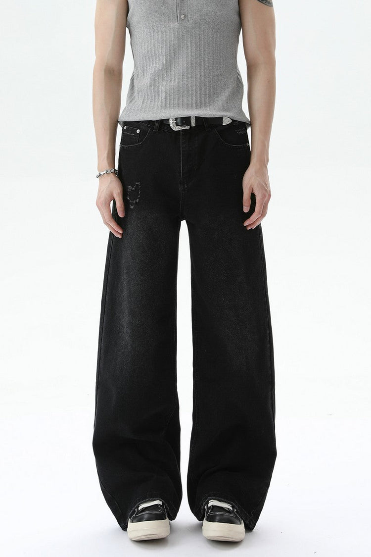 Washed Distressed Straight Leg Jeans — Turntide — view 9