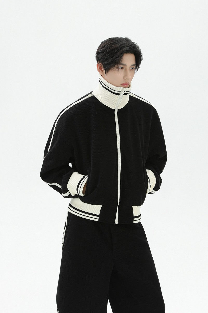Colorblock Zip Stand Collar Jacket