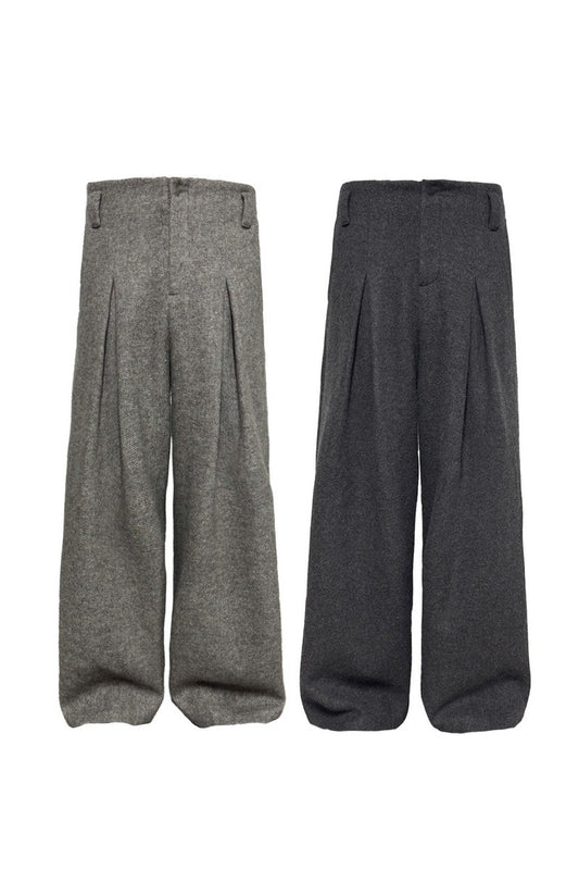 Pleated Wool Twill Trousers
