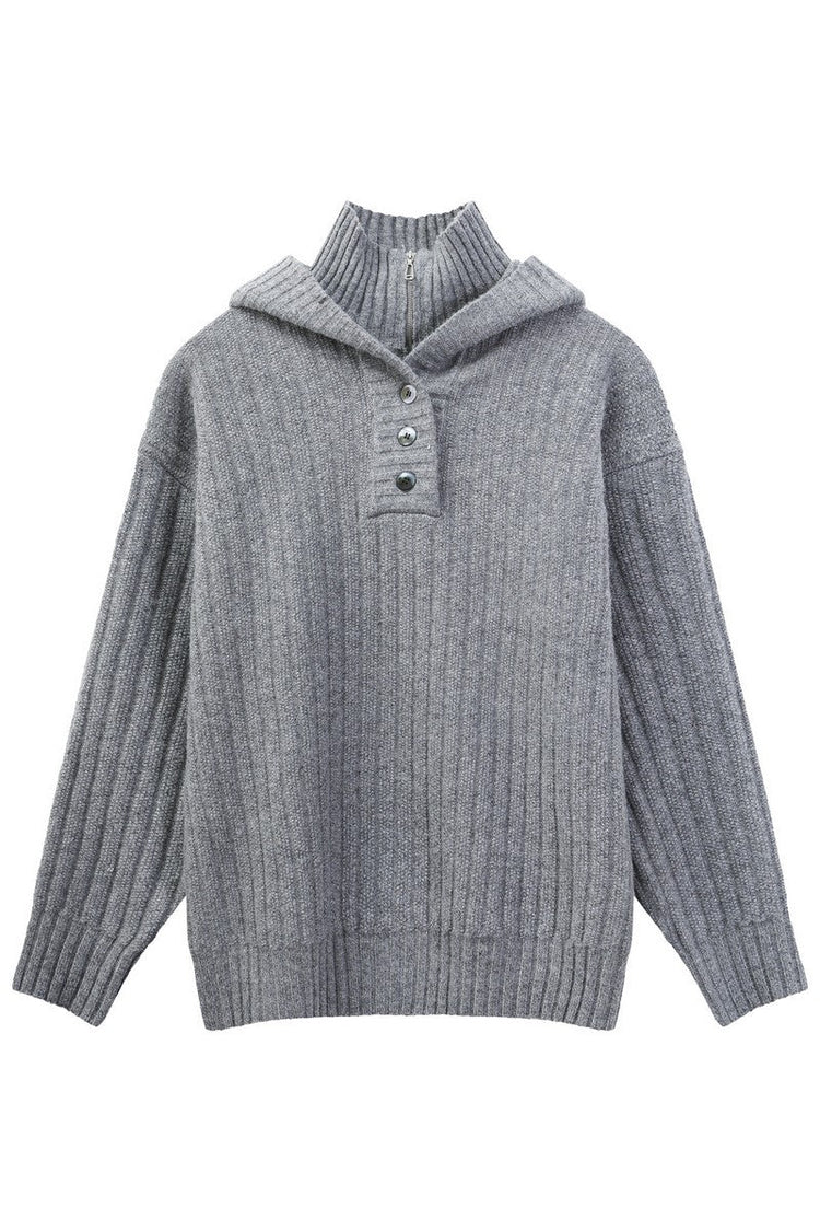 Heavyweight Layered Look Hooded Sweater — Turntide — view 6