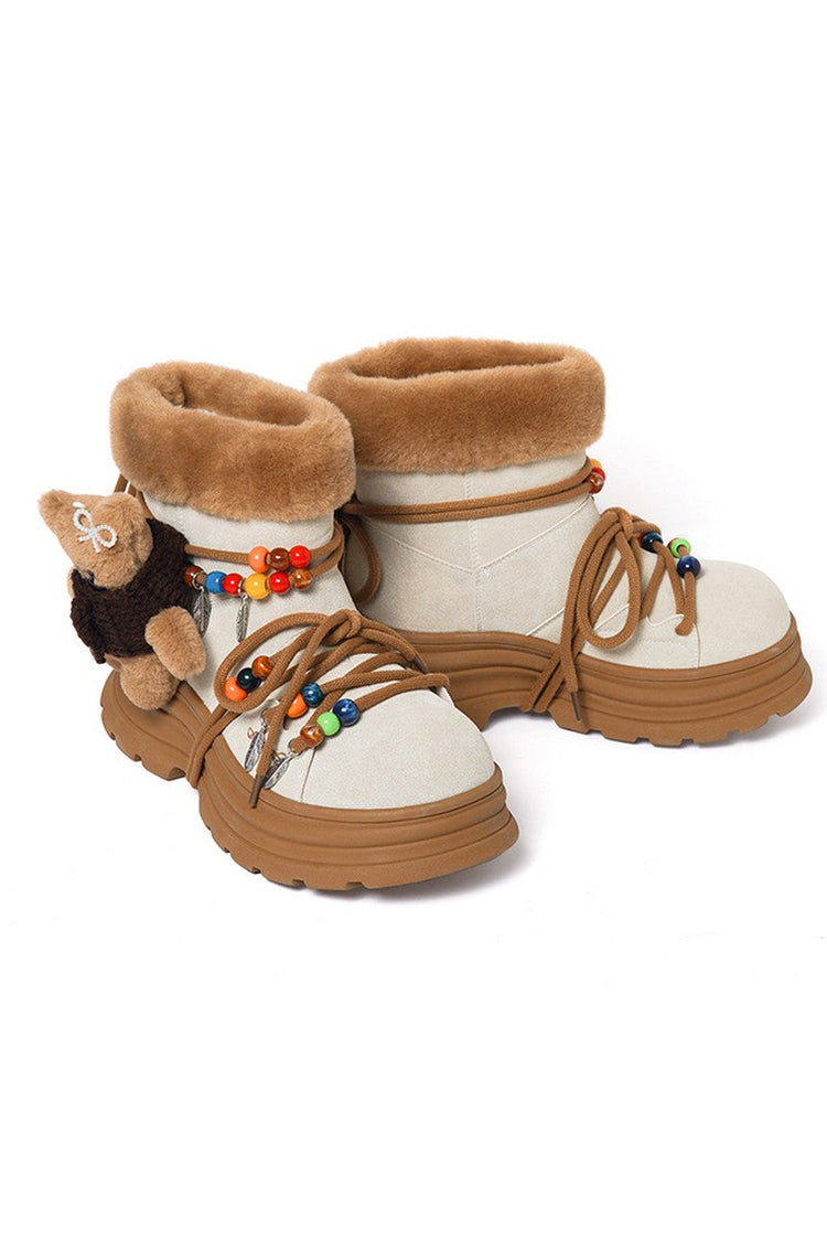 Khaki Chunky Snow Boots — Killwinner — view 3