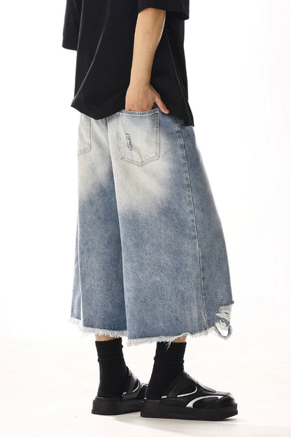 Distressed Raw Hem Jeans