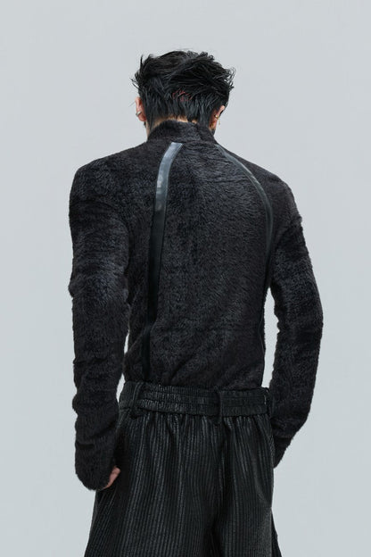 Deconstructed Fleece Turtleneck Top