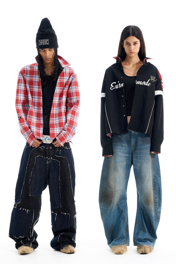 Reversible Plaid Overshirt Jacket — Blind/No Plan — view 4