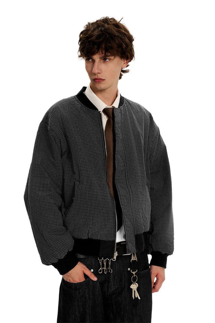 Reversible Plaid Bomber Jacket — Trenqor Basics — view 4