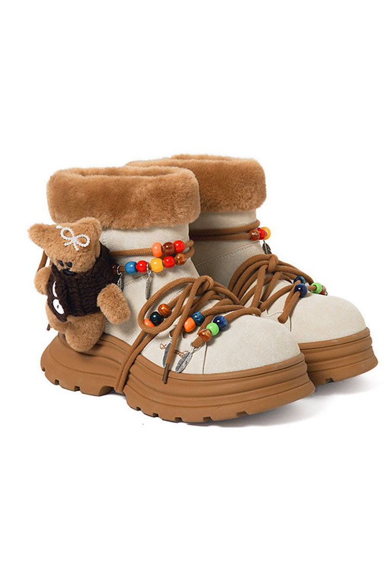 Khaki Chunky Snow Boots — Killwinner — view 4