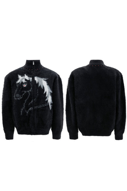 Jungle Knit High Neck Cardigan