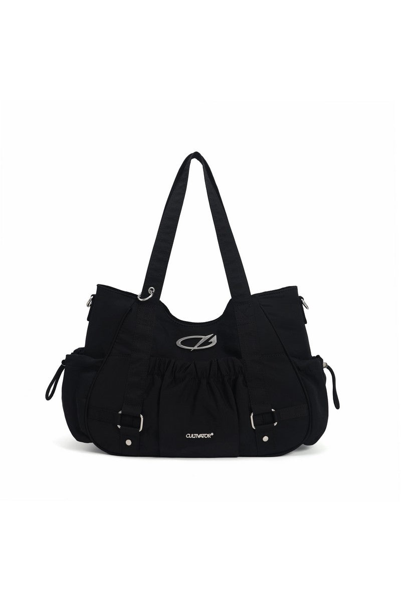 Ruched Nylon Tote Bag
