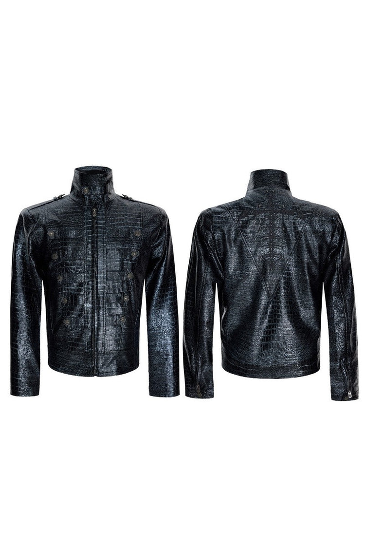 Crocodile Embossed Leather Jacket — Argue Culture — view 6