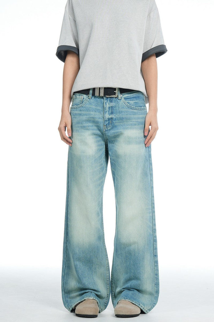Washed Blue Straight Jeans — Trenqor Basics