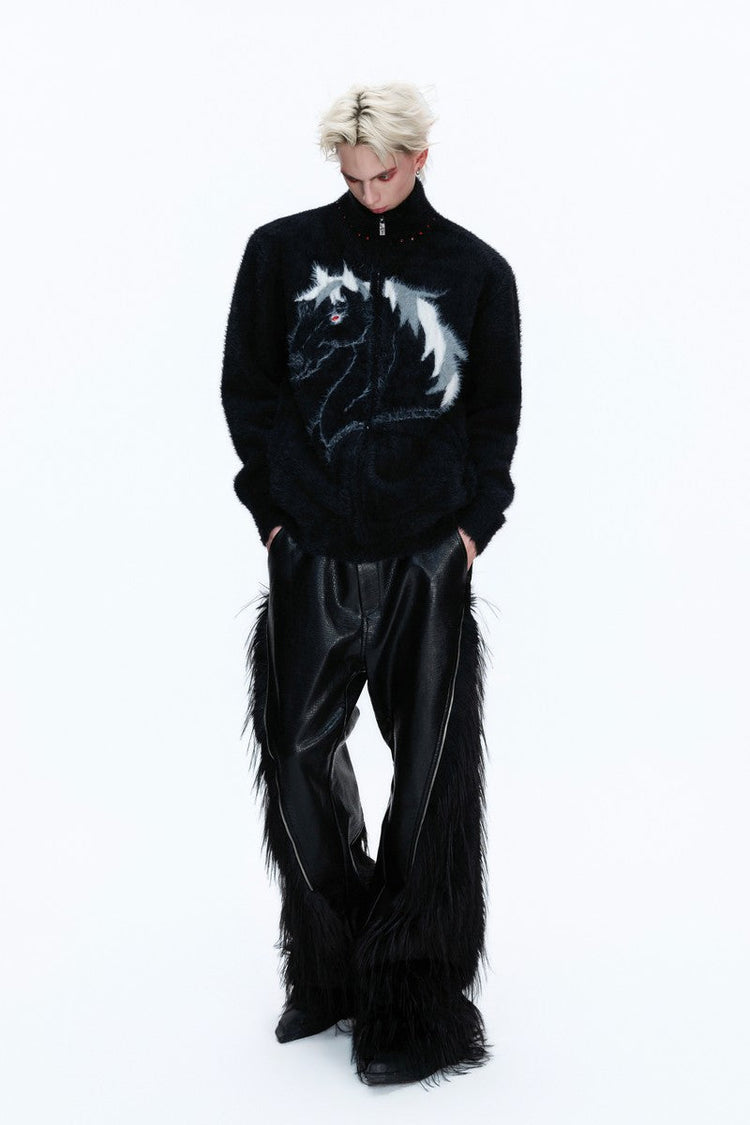 Jungle Knit High Neck Cardigan