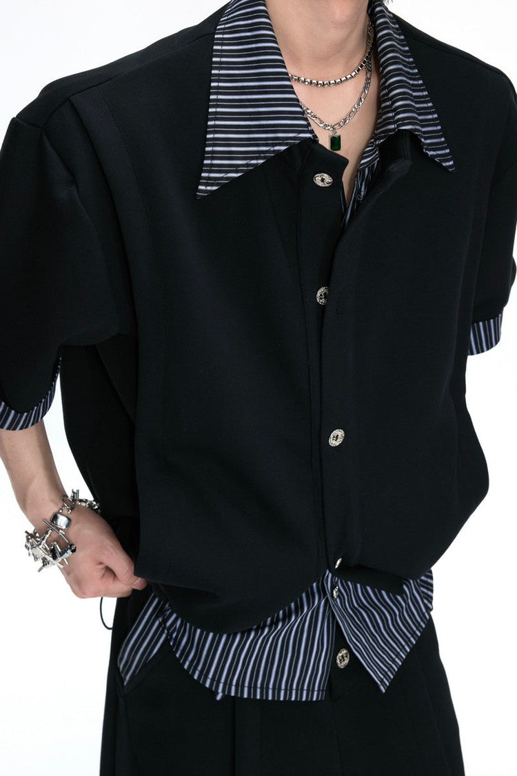Layered Striped Cardigan Tee — Argue Culture — view 5