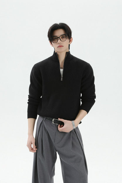 Heavyweight Half Zip Knit Sweater