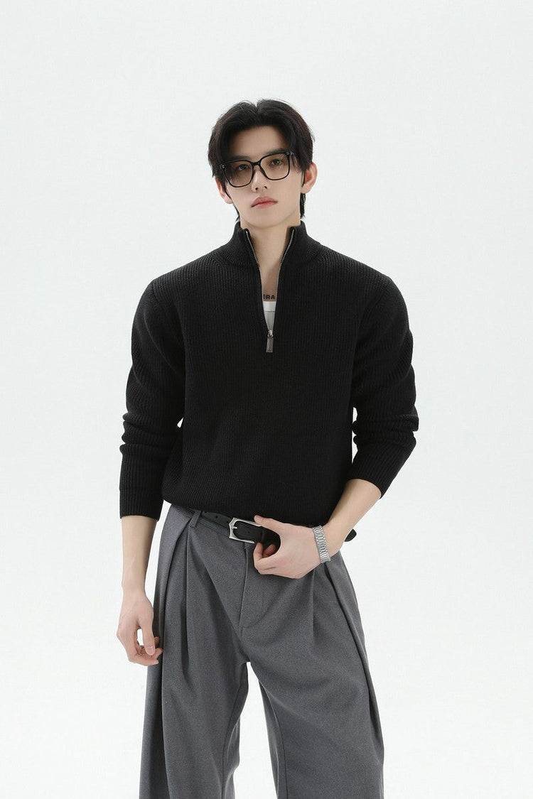 Heavyweight Half Zip Knit Sweater — Turntide — view 4