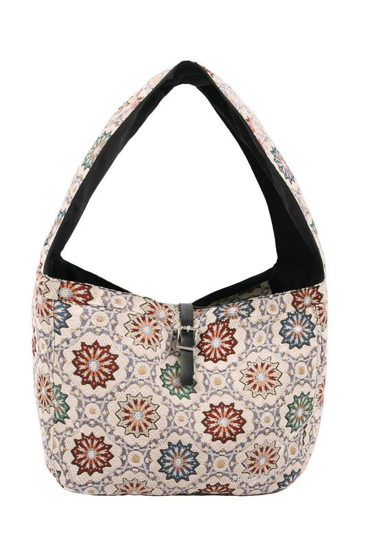 Jacquard Embroidered Crossbody Bag