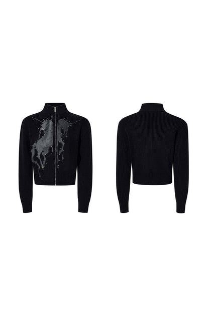 Unicorn Print Rhinestone Cardigan
