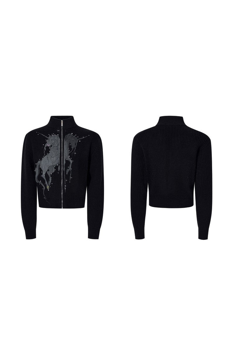 Unicorn Print Rhinestone Cardigan — STARTEXCEEDEND — view 6