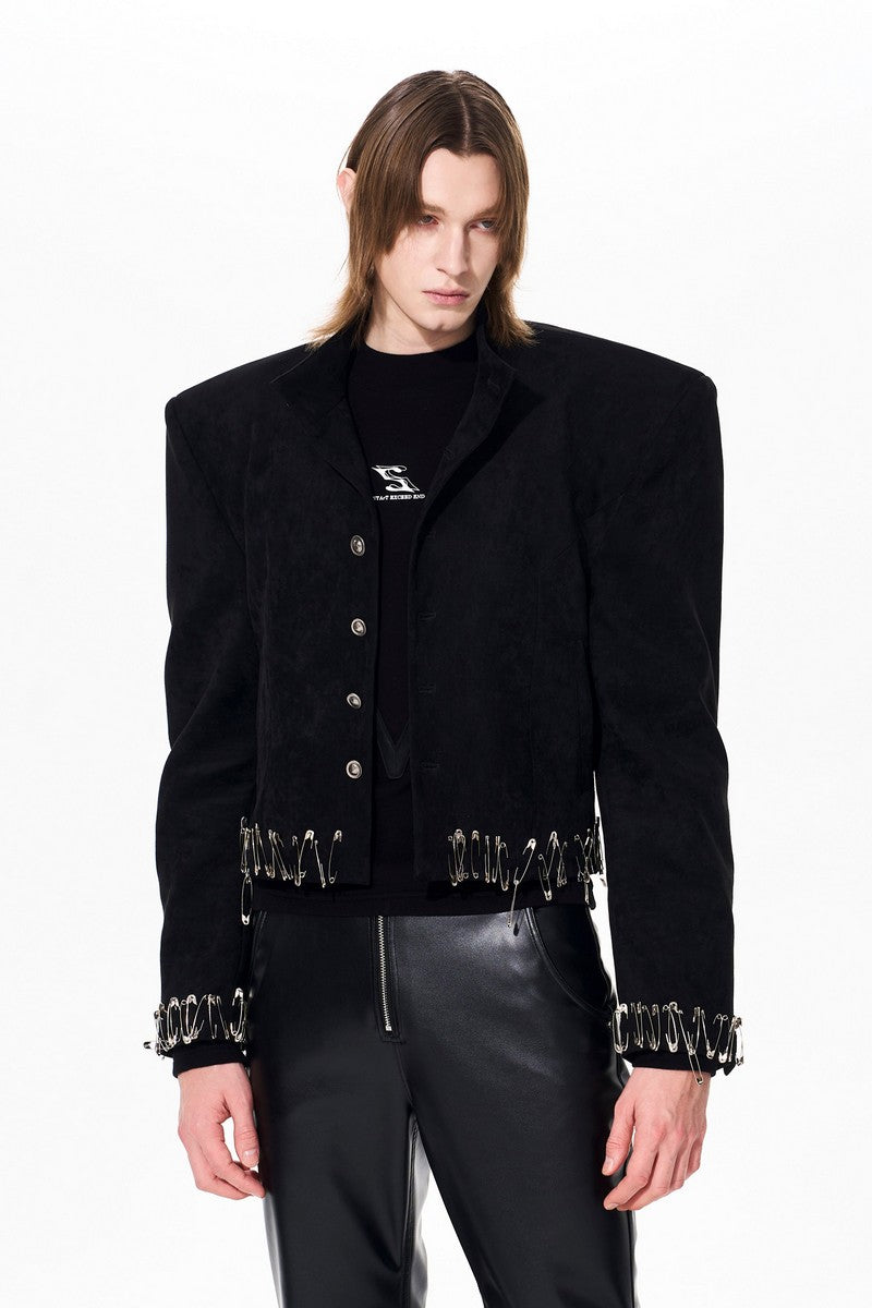 Distressed Suede Pin Jacket
