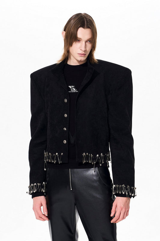 Distressed Suede Pin Jacket