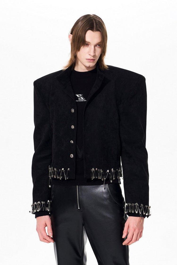 Distressed Suede Pin Jacket — STARTEXCEEDEND