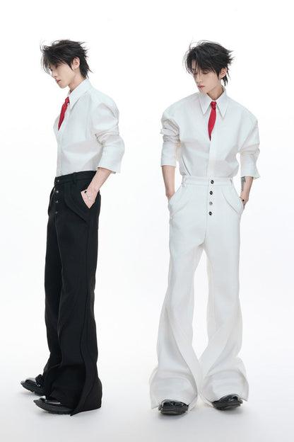 Deconstructed Flare High Waist Pants