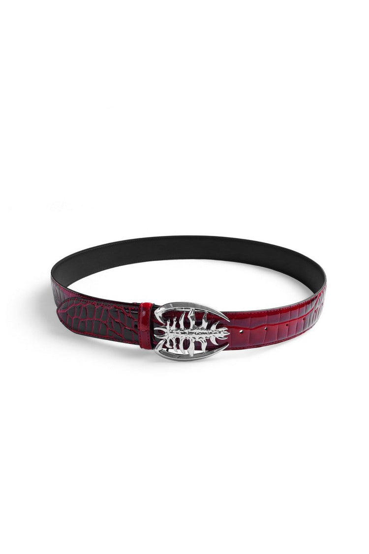 Metal Spine Buckle Leather Belt