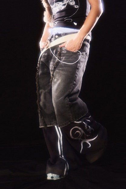 Reaper Feather Denim Shorts