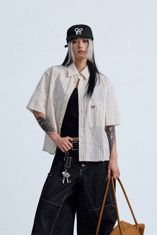 Badge Stripe Short Shirt