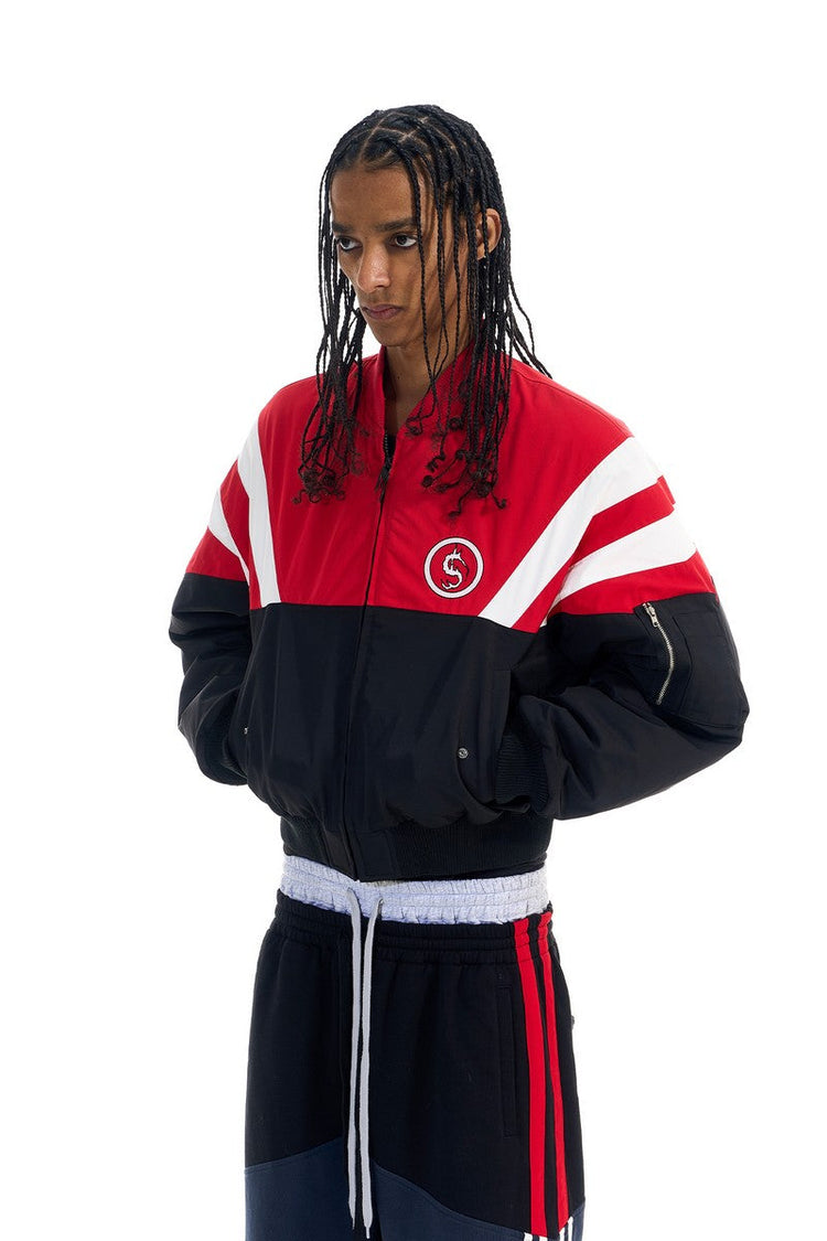 Colorblock Bomber Puffer Jacket — Blind/No Plan