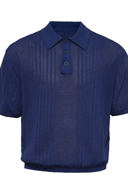 Open Knit Polo Tee